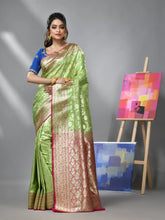 Light Green Silk Banarasi Saree With Zari Woven Designs-MA52BSL441050032